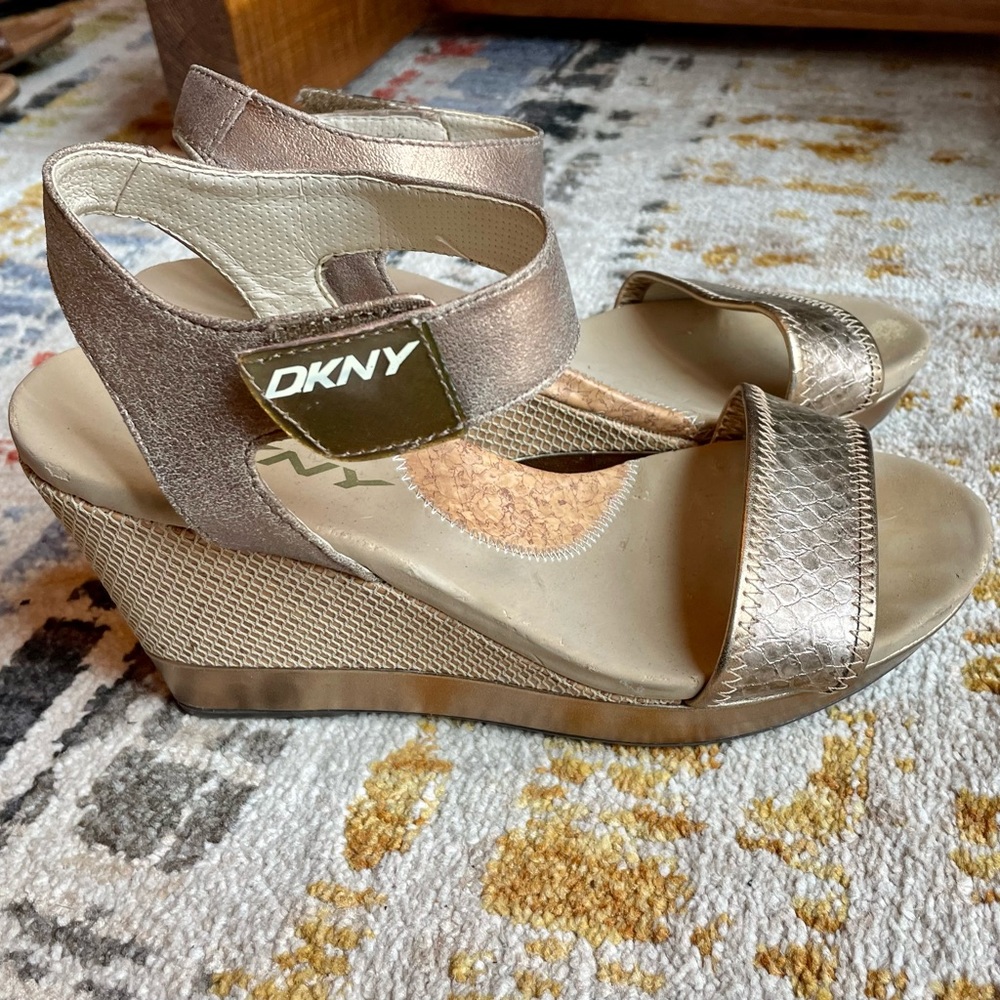 DKNY Bronze Leather Sandals